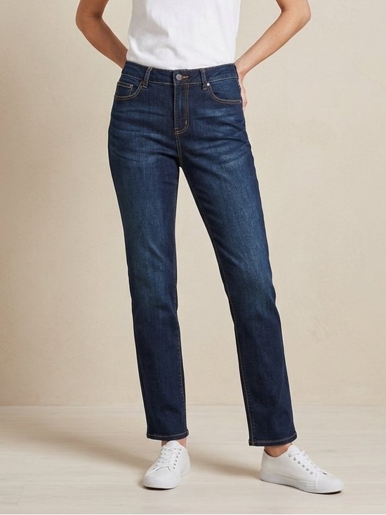 Liz Claiborne Denim - Liz Claiborne Girlfriend Straight Leg Jeans Dark Wash Size 8 Tall Mid Rise